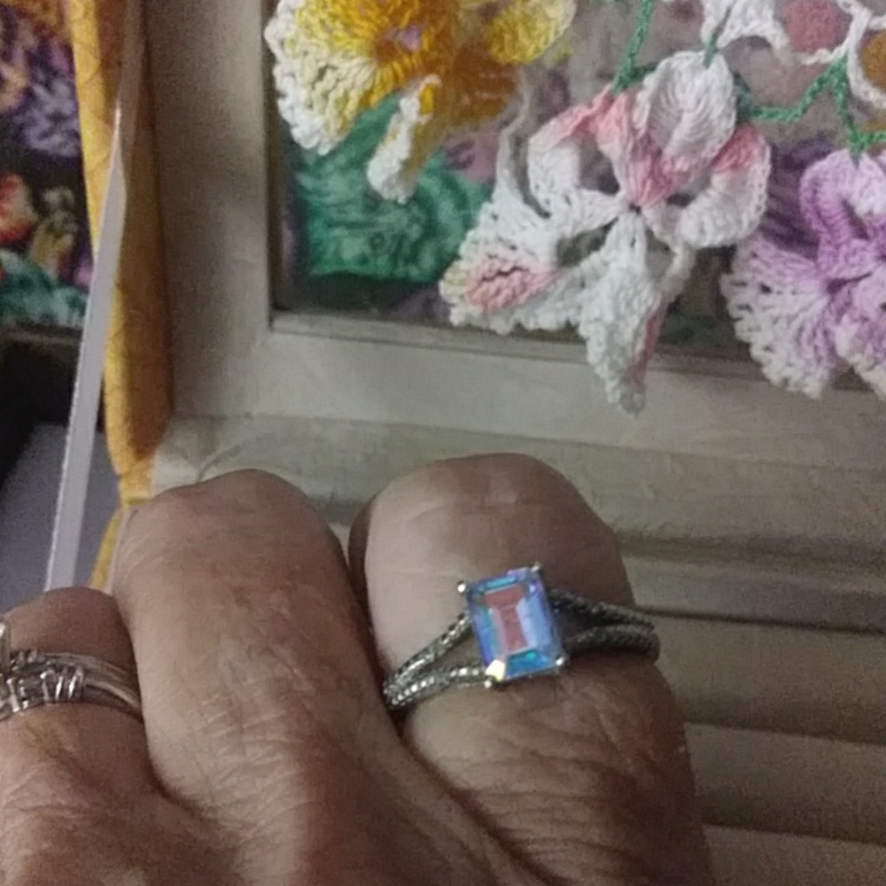 Mercury mystic topaz diamond ring